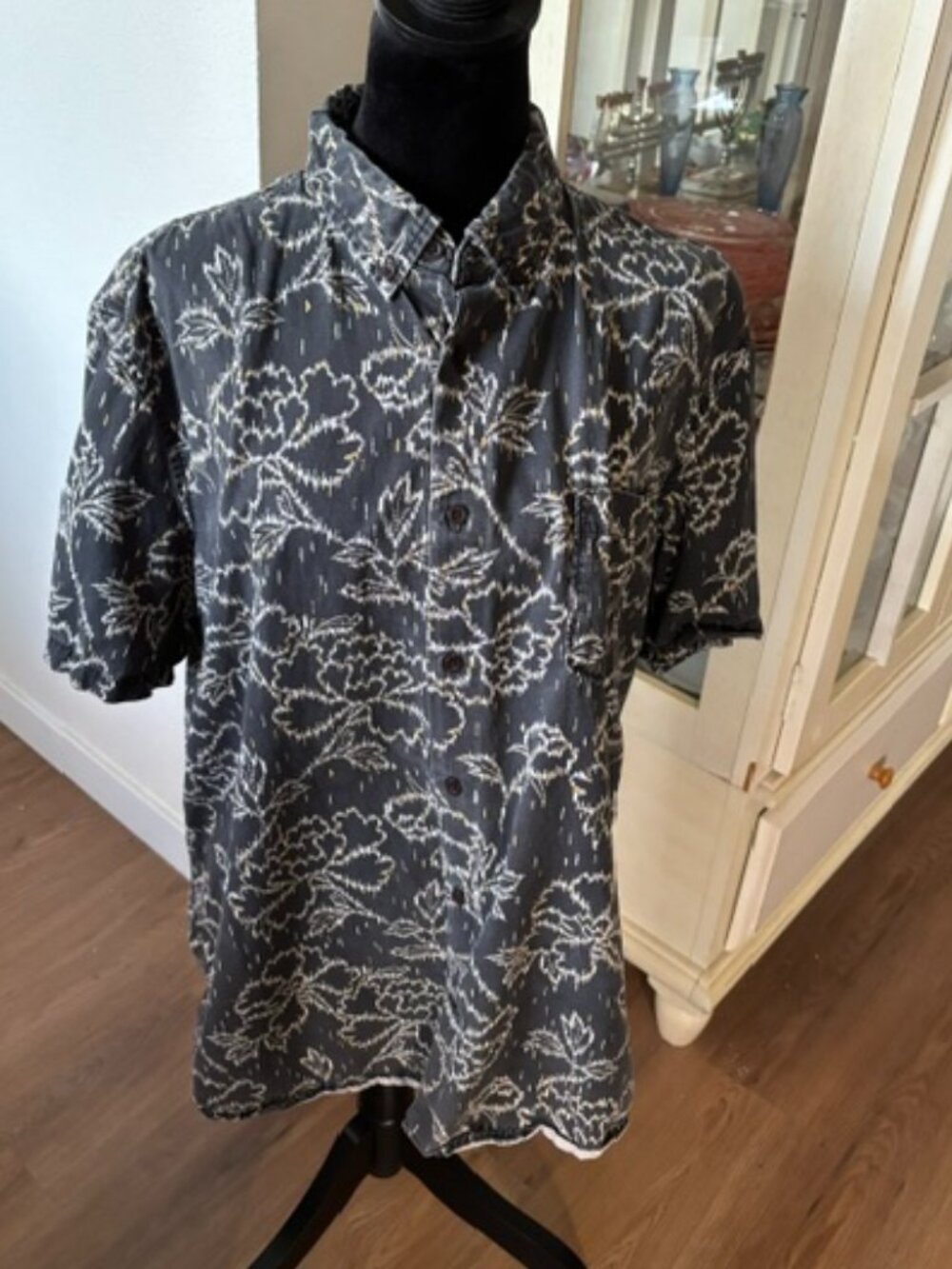 Treasure & Bond Gray Short Sleeve Hawaiian Print Shirt XL